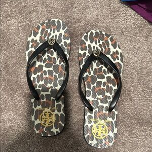 Tory Burch Leopard Print Flip Flops